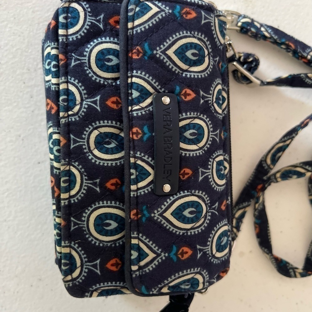 Vera Bradley Mini Crossbody Purse Wallet Paisley Print Blue - Picture 2 of 7